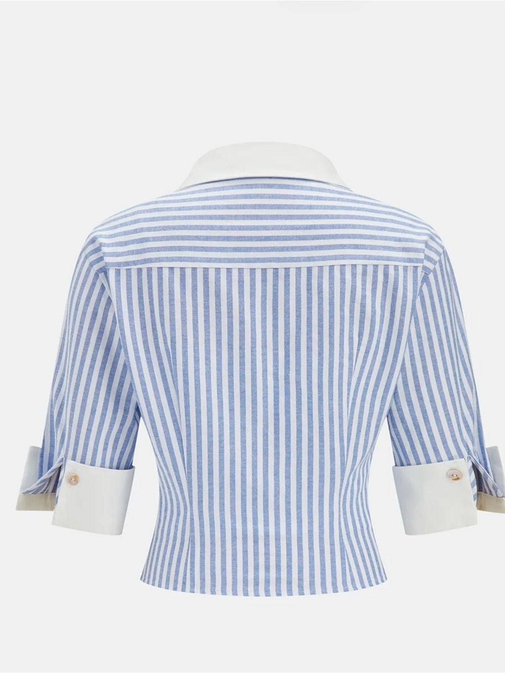 Commense Blue and White Striped Cropped Shirt - XL - Picture 3 of 9